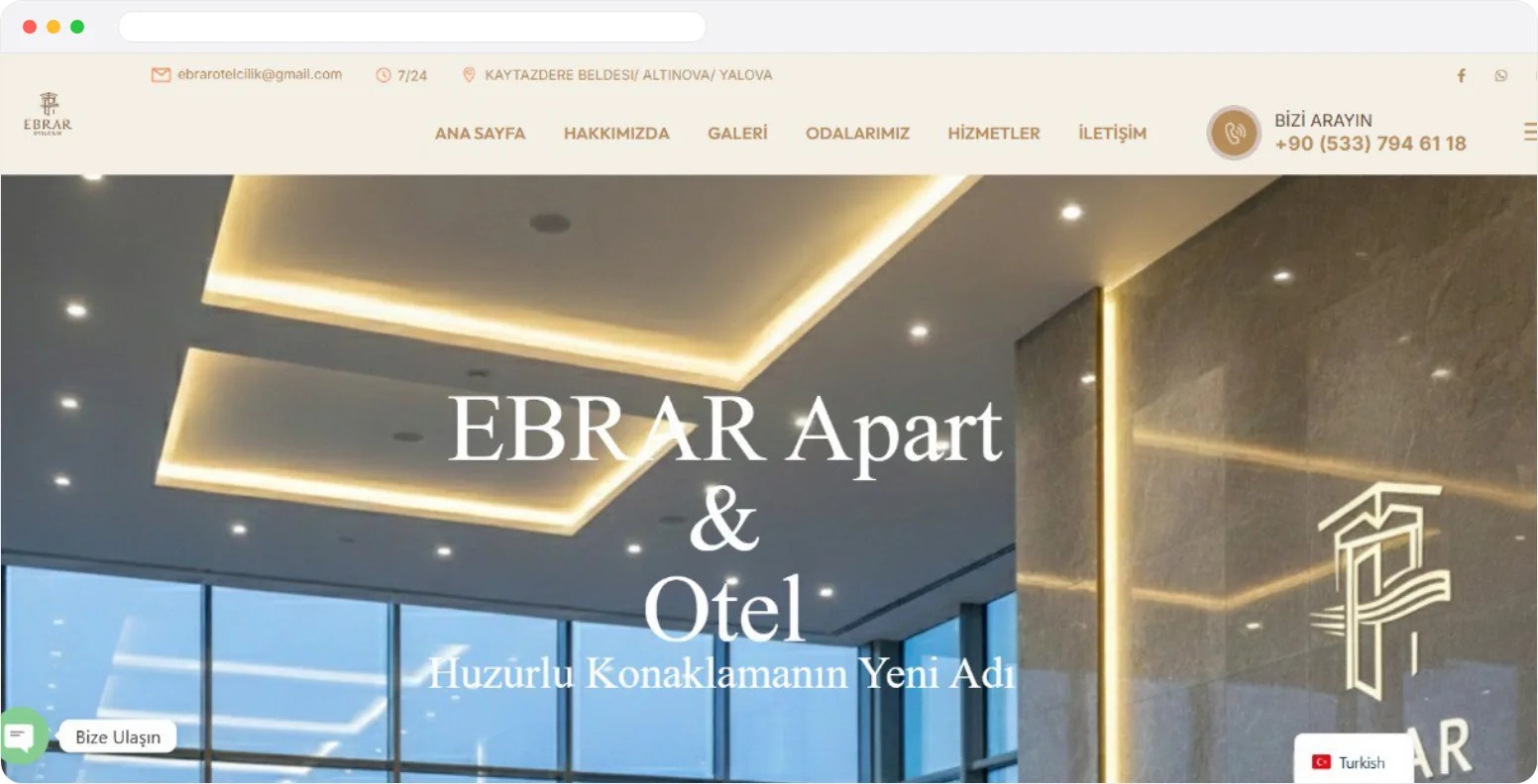 Ebrar Apart & Otel web sitesi