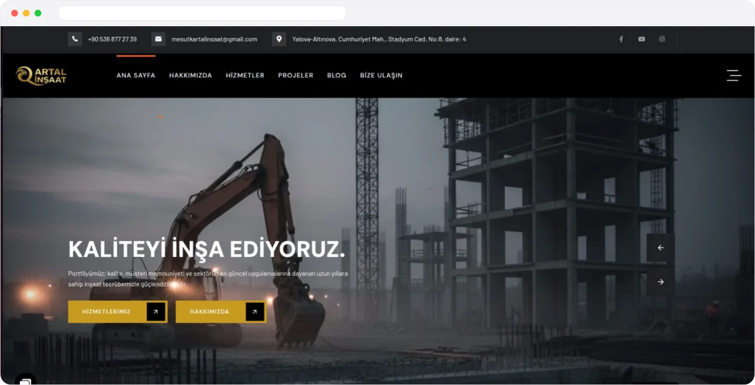 Kartal İnşaat web sitesi