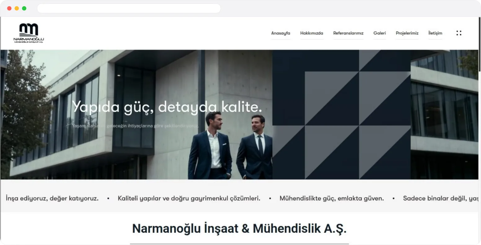 Narmanoğlu İnşaat & Mühendislik web sitesi