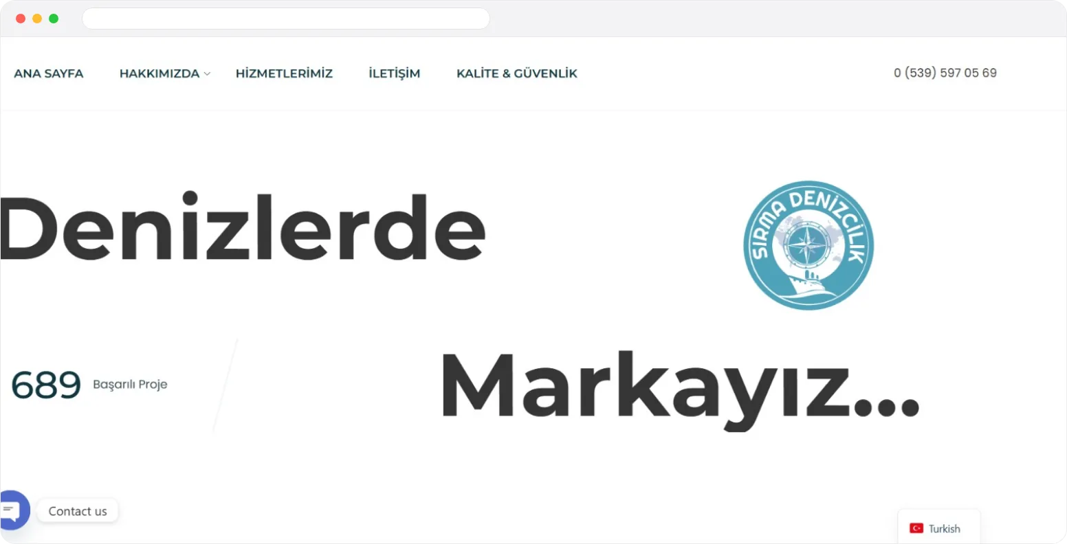 Sırma Denizcilik web sitesi